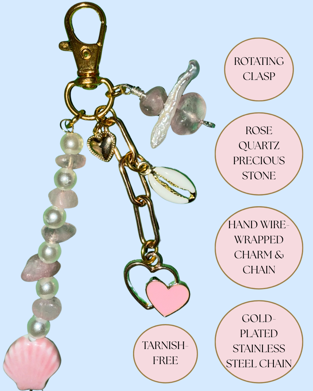 Pink Tides Gold Purse Chain / Keychain