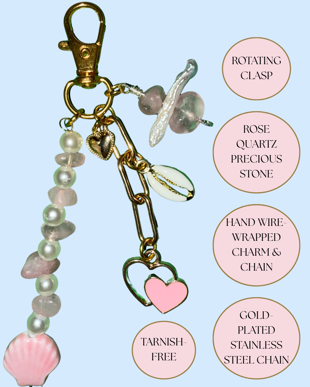 Pink Tides Gold Purse Chain / Keychain