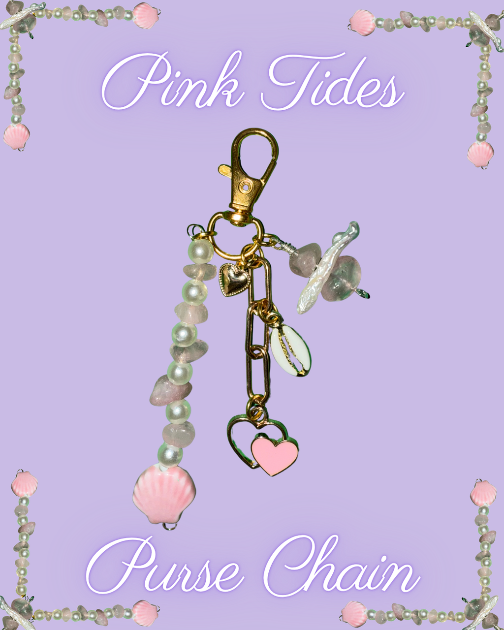 Pink Tides Gold Purse Chain / Keychain