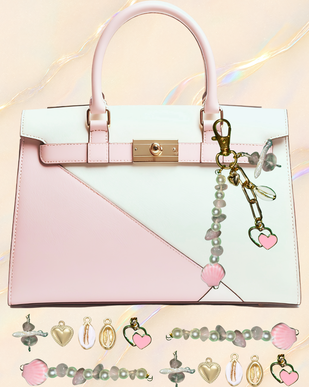 Pink Tides Gold Purse Chain / Keychain