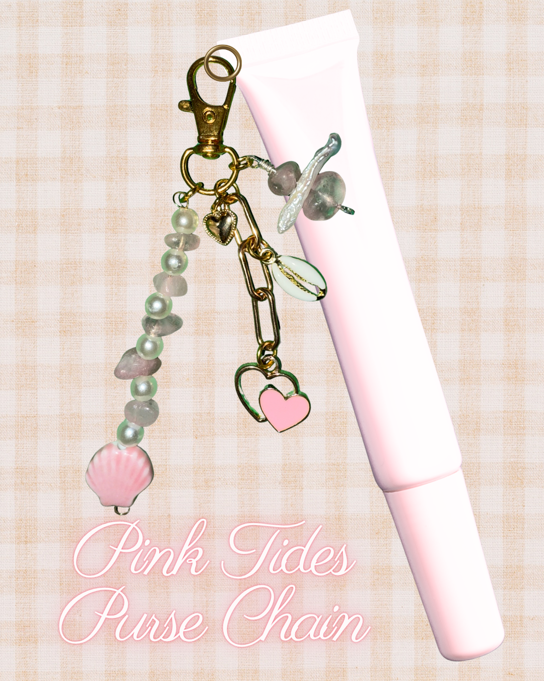 Pink Tides Gold Purse Chain / Keychain