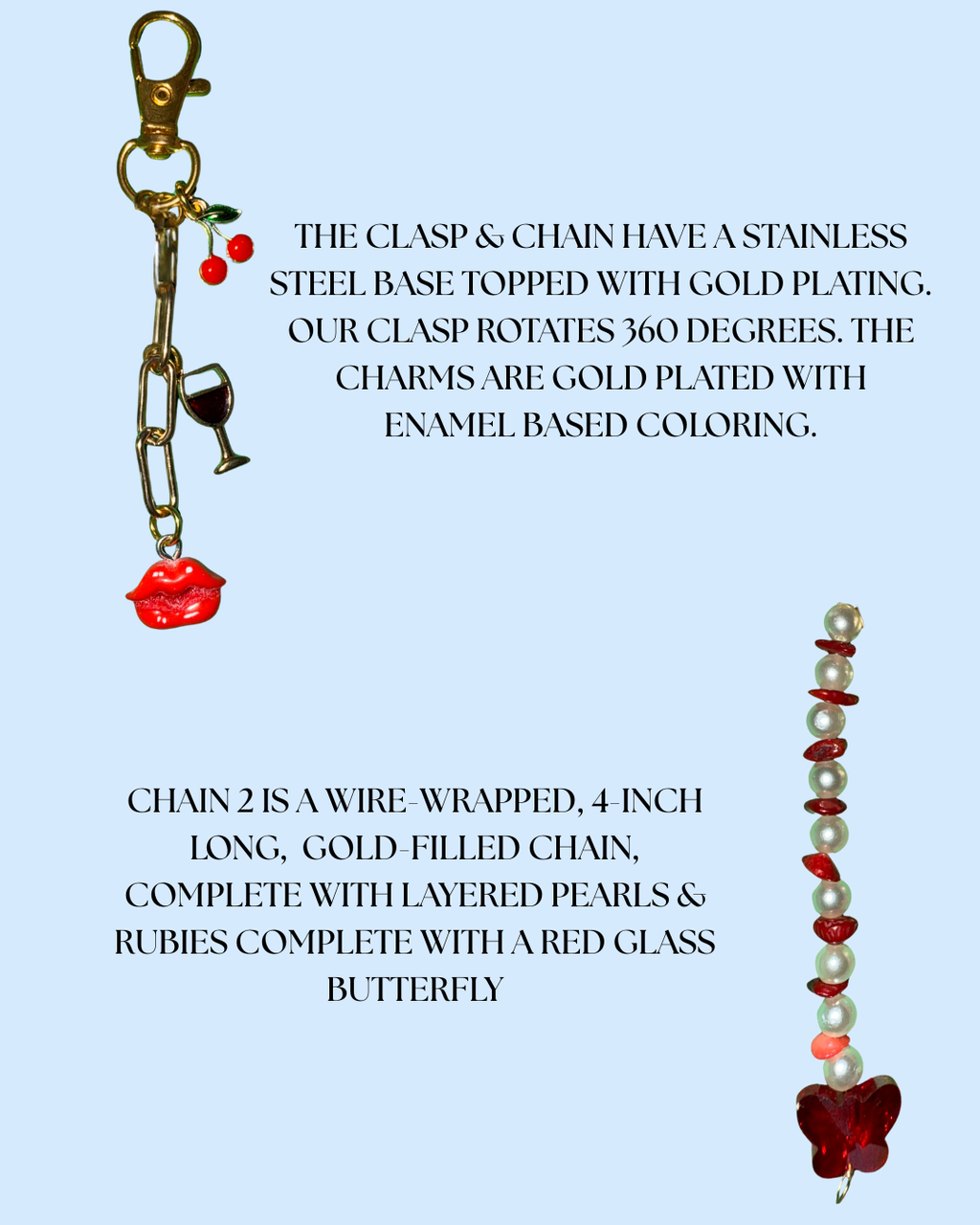 Ruby & Pearl Purse Chain / Keychain
