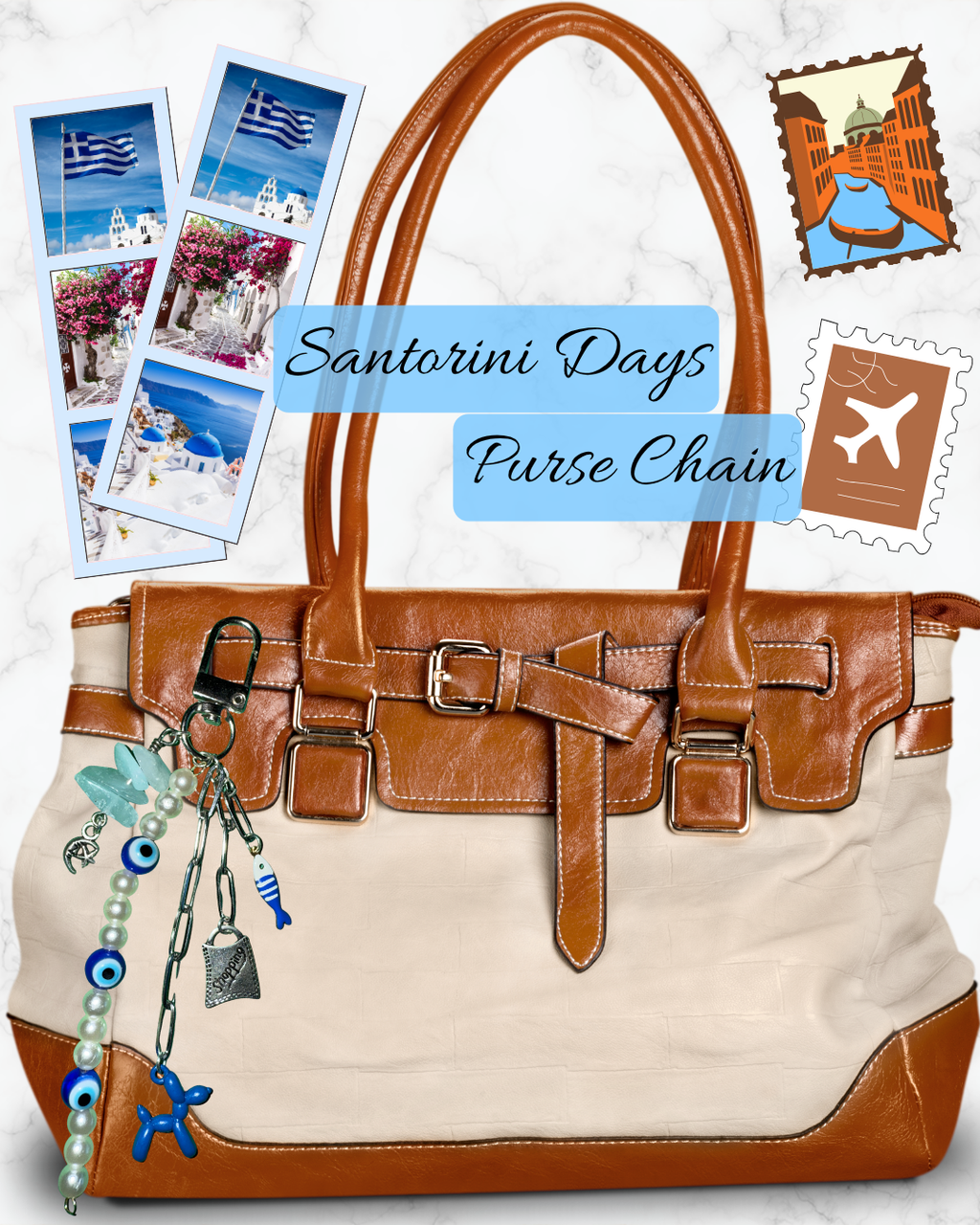 Santorini Days Silver Purse Chain / Keychain
