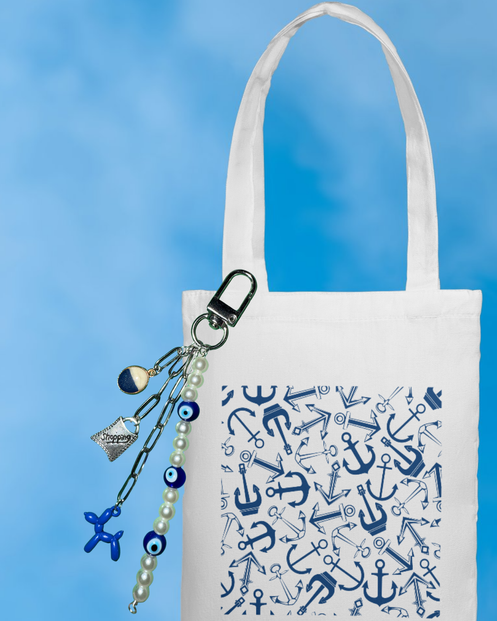 Santorini Days Silver Purse Chain / Keychain