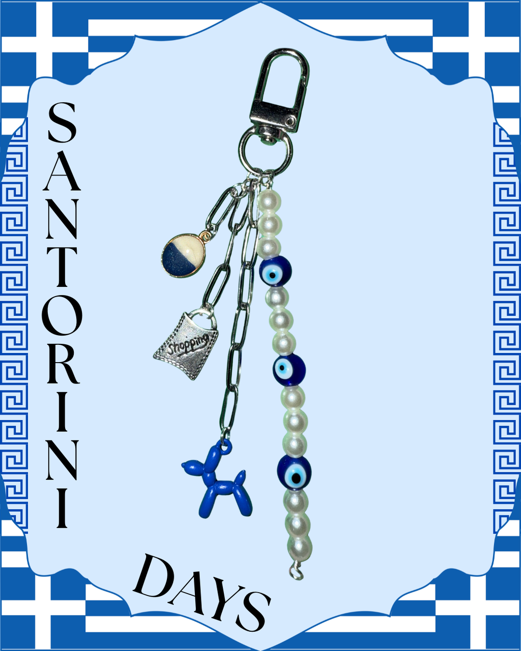 Santorini Days Silver Purse Chain / Keychain