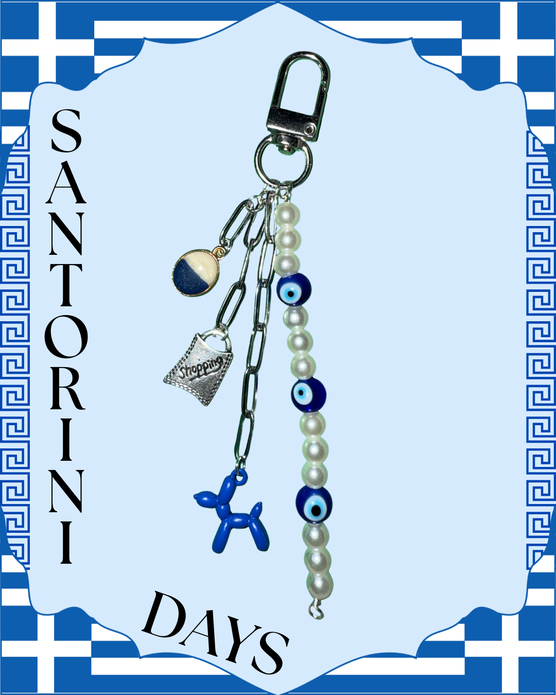 Santorini Days Silver Purse Chain / Keychain