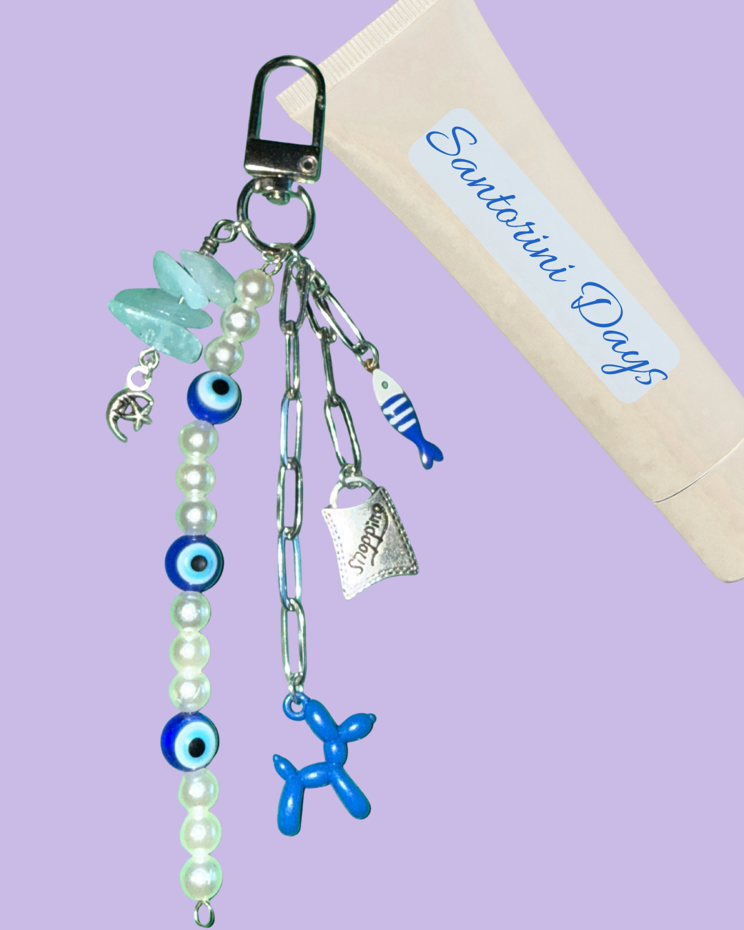 Santorini Days Silver Purse Chain / Keychain