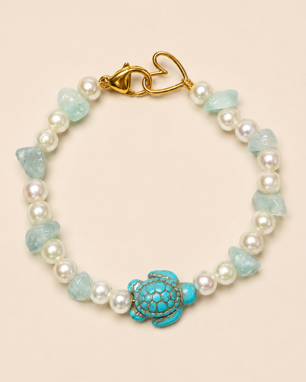 Turquoise Turtle Gold-Filled, Beaded, Bracelet