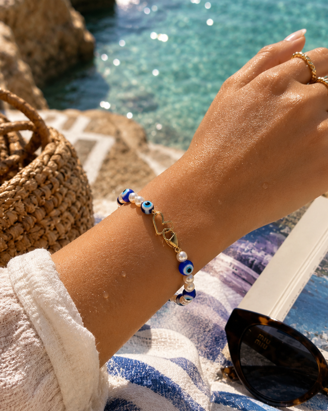 Evil-Eye Gold-Filled Beaded Bracelet